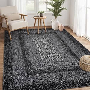 Bedroom Washable Area Rug Dining Room Throw Carpet with Non Slip Rubber Backing - 1 of 4