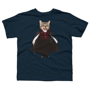 Boy's Design By Humans Catcula Cat Kitten Dracula Cute Funny Halloween t shirt By JOHANNESART T-Shirt - 1 of 3