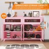 Sideboard Buffet Cabinet with Power Outlet & LED Light, Coffee Bar Cabinet with 2 Fluted Acrylic Drawers & 4 Rattan Doors - 4 of 4