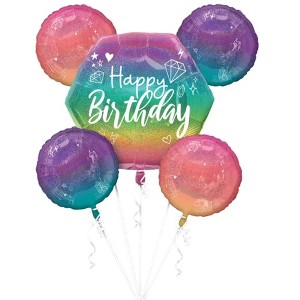 LOONBALLOON Birthday Sparkle Holographic Balloon Bouquet Kit – Premium Party Decoration Set with Coordinated Balloons and Ribbons - 1 of 2