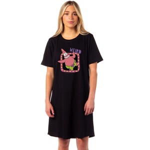 SpongeBob SquarePants Women's Patrick Star Weird Pajama Dorm Sleep Shirt Nightgown Black - 1 of 4