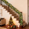 9FT Prelit Christmas Garland Decorations with LED Lights, Battery Operated Lighted Garland with Ball Poinsettia Ornaments for Xmas Decor - 2 of 4