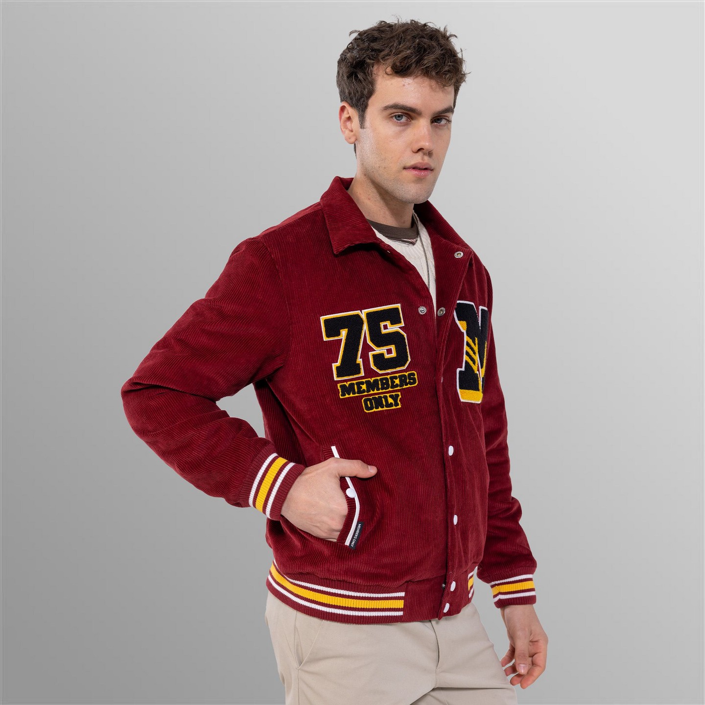 Мужская куртка Members Only Corduroy Varsity Jacket - Red, цвет: Красный — фото 2
