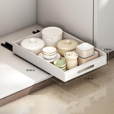 Pull Out Cabinet Organizer,Slide Out Drawer Cabinet Organizer,Carbon Steel Roll Out Shelf Storage, Adhesive Storage Shelves For Kitchen Drawer