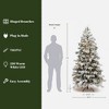 LuxenHome 7.5Ft Snow-Flocked Cedar Christmas Tree Pre-Lit with Teardrop LED Lights & Hinged Branches Green - 3 of 4