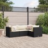vidaXL Patio Lounge Set with Cushions Sectional Sofa Garden Backyard Poly Rattan - Black and Cream 3x Corner + Middle - 2 of 4