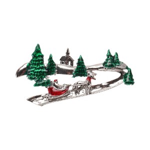 Unique Bargains Christmas Brooches YNCP7357 Alloy Dripping Wax Silver Tone Green 3.03"x1.65" 1 Pc - 1 of 4