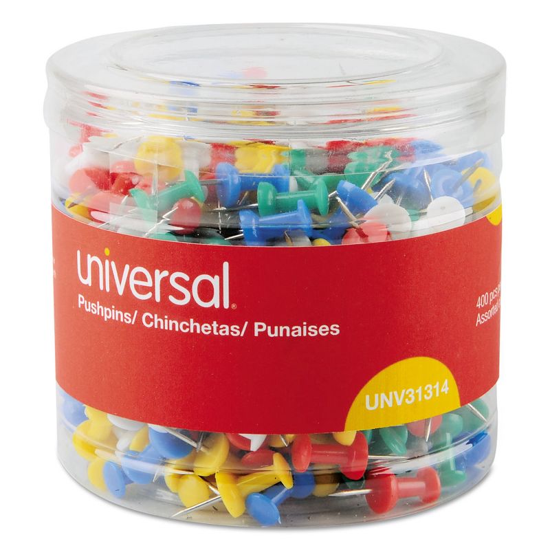Universal Colored Push Pins Plastic Assorted 3/8" 400/Pack 31314, 2 of 7