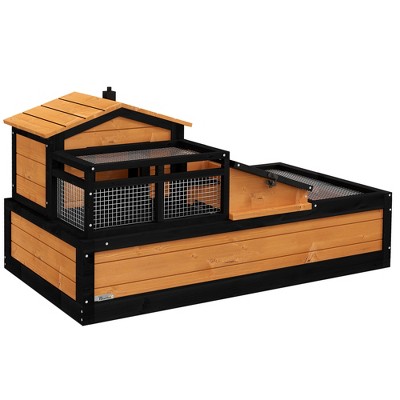 Large Yellow and Black Wooden Tortoise Habitat with Balcony