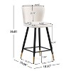 Homy Casa Modern Counter Stools Set of 2 with Curved Fabric Seat and Metal Legs for Kitchen, White - 3 of 4