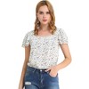 Allegra K Women's Flutter Ruffle Short Sleeve Sweetheart Neck Floral Blouse Top - 2 of 4