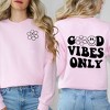 Simply Sage Market Women's Graphic Sweatshirt Good Vibes Only Smiley Face Front And Back - 2 of 4