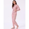 INSPIRE CHIC Women's Loungewear Button Up Cute Pattern Print Long Sleeve Notched Collar Pants Set with Pockets Pajama Set - 2 of 4