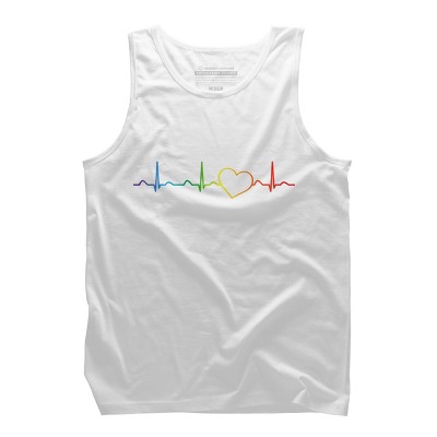 Adult Design By Humans Rainbow Pride Heartbeat By Luckyst Tank Top