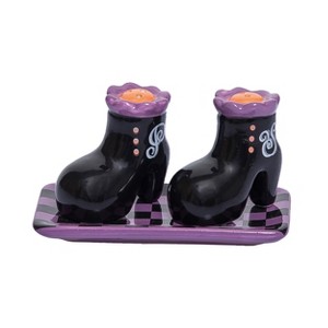 Transpac Dolomite 5 in. Halloween Witch Boot Salt and Pepper Shaker Set of 3 - 1 of 4