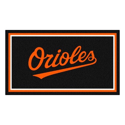 MLB Baltimore Orioles 3'x5' Wordmark Logo Plush Area Rug - Black