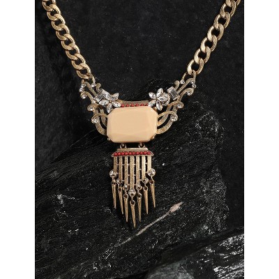 SOHI Women's Peach Orange Party Stone Statement Necklace