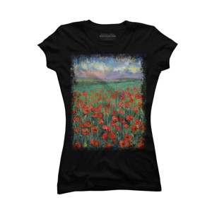 Junior's Design By Humans POPPIES By creese T-Shirt - 1 of 3