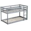Gulches Contemporary Twin over Twin Floor Bunk Bed - Solid Rubber Wood, Strengthened Slats, Ladder, Grey - 2 of 4