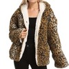 Tirrinia Leopard Fleece Hooded Jacket for Women, Super Soft Comfy Plush Reversible Casual Winter Blanket Warm Jackets Hoodie Cheetah Sweatshirt - 3 of 4