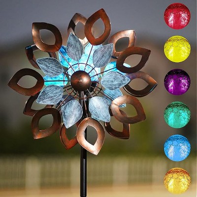 Cyan Oasis Yard Garden Wind Spinners - Large Outdoor Wind Spinners with Metal Stake Copper(14" W x 74" H)