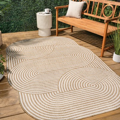 JONATHAN Y Margot Modern Geometric Arch Stripe Indoor/Outdoor Shaped Area Rug