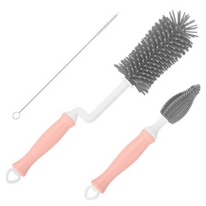 Unique Bargains Silicone 360 Rotation Curved Handle Bottle Cleaning Brush - 1 of 4