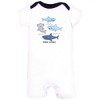 Hudson Baby Infant Boy Cotton Rompers, Shark Patrol - 3 of 4