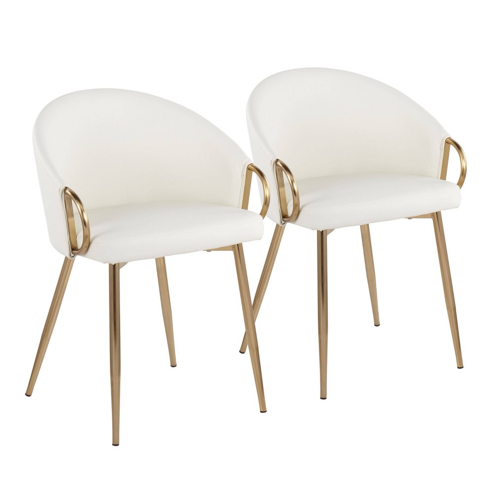 Photos - Sofa Set of 2 Claire Dining Chairs Gold/White - LumiSource