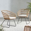 SKRAN 2-Piece Rattan Dining Chairs with Water-Resistant Cushions and Sturdy Frame, Outdoor Wicker Patio Seating for Kitchen Patio Deck - 2 of 4
