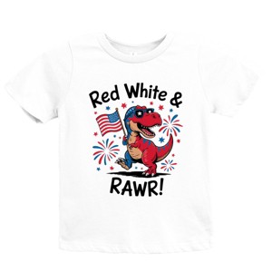 The Juniper Shop Red, White and Rawr Youth Short Sleeve Tee - S - White - 1 of 4