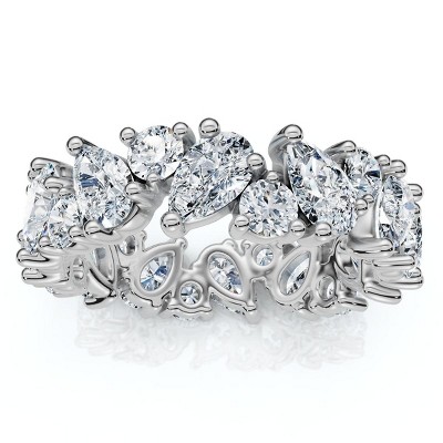 Pompeii3 3Ct Pear & Round Diamond Eternity Ring 14k Gold or Platinum Lab Created