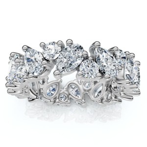 Pompeii3 3Ct Pear & Round Diamond Eternity Ring 14k Gold or Platinum Lab Created - 1 of 4