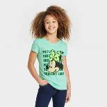 Girls' Disney Minnie Mouse Lucky St. Patrick's Day Short Sleeve Graphic T-Shirt - Aqua Green