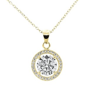 Attop 18k yellow gold-plated halo crystal pendant necklace - 1 of 4