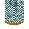 HDZNVF 14x14x18 inch Round Accent End Table with Blue and White Design and Gold Pedestal Base - 3 of 4