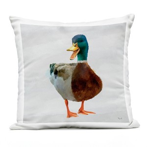 Stupell Industries Squawking Duck Portrait Outdoor Decorative Throw Pillow, 18 x 18 - 1 of 3