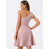 INSPIRE CHIC Women's Christmas Party Elegant Flared Bow One Shoulder Evening Cocktail Dresses - 3 of 4
