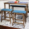 Sunnydaze Set of 2 Indoor Wooden Backless Counter-Height Stools - Weathered Oak Finish with Blue Cushions - 4 of 4