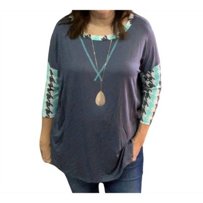 Women's Printed Sleeve Tunic Top - honeyme