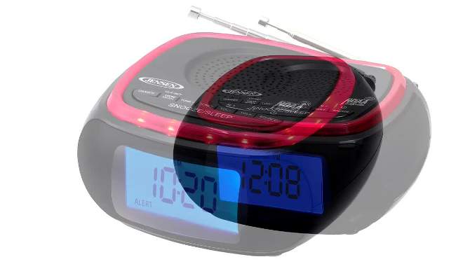 JENSEN Digital AM/FM Weather Band Alarm Clock Radio with NOAA Weather Alert and Top Mounted Red LED, 2 of 6, play video