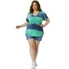 Agnes Orinda Women's Plus Size V Neck Short Sleeve Casual Stripe Tie Dye Basic T-Shirts - 3 of 4