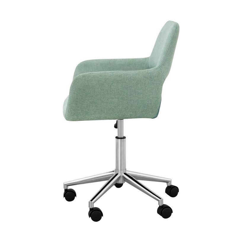 Modern Linen Style Fabric Office Swivel Chair with Wheels Mint/Chrome - Teamson Home, 6 of 12
