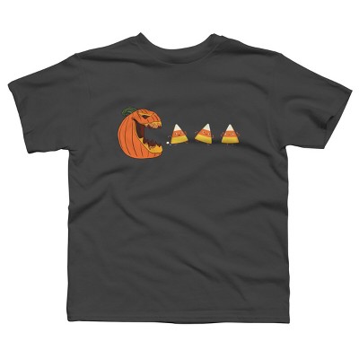 Boy's Design By Humans Halloween Gamer Pumpkin Eating Candy Corn By rawresh6 T-Shirt
