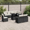 vidaXL 9 Piece Patio Sofa Set with Cushions Black Poly Rattan - Black and Cream without storage - 2 of 4
