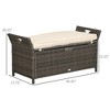 Aghana Digitals 29 Gallon Outdoor PE Rattan Storage Bench with Red Cushion, 2-in-1 Patio Furniture - 4 of 4