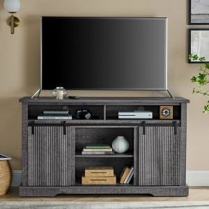 DOMETOUR TV Stand for 65 Inch TV, Entertainment Center with Storage Cabinets & Sliding Barn Door, Mid Century Modern TV Console - 1 of 4