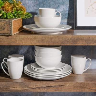 White Porcelain 16-Piece Dinnerware Set for 4