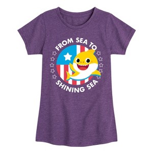 Girls' - Baby Shark - From Sea to Shining Sea Fitted Short Sleeve Graphic T-Shirt - 1 of 4