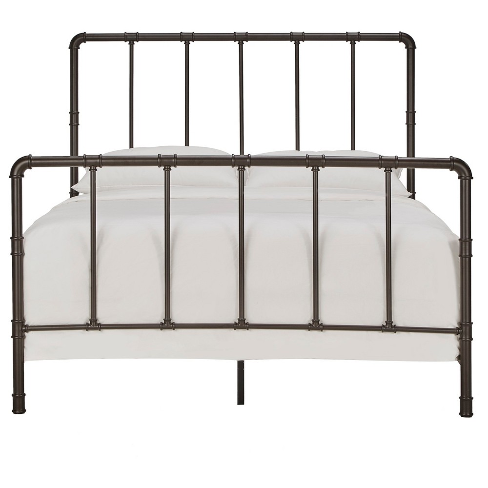 Photos - Bed Frame Full Marmora Industrial Piping Metal Bed Bronzed Black - Inspire Q